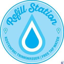 Logoaufkleber für die Refill-Stationen